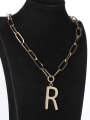 thumb Brass Letter Minimalist Long Strand Necklace 0