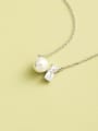 thumb 925 Sterling Silver Imitation Pearl White Rectangle Minimalist Long Strand Necklace 0