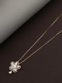 thumb Brass Cubic Zirconia White Flower Minimalist Long Strand Necklace 2