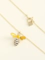 thumb 925 Sterling Silver Cubic Zirconia White Enamel Bee Minimalist Long Strand Necklace 1