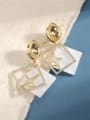 thumb Brass Cubic Zirconia White Square Dainty Drop Earring 0