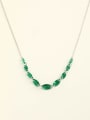 thumb 925 Sterling Silver Crystal Green Geometric Minimalist Long Strand Necklace 1