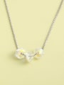 thumb 925 Sterling Silver Crystal White Geometric Minimalist Long Strand Necklace 0