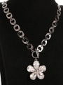 thumb Brass Cubic Zirconia White Flower Trend Long Strand Necklace 1