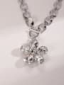 thumb Brass Cubic Zirconia White Flower Trend Long Strand Necklace 0