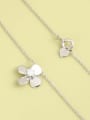 thumb 925 Sterling Silver Cubic Zirconia White Flower Minimalist Long Strand Necklace 1