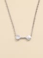 thumb 925 Sterling Silver Cubic Zirconia White Geometric Minimalist Link Necklace 0