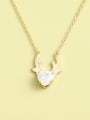 thumb 925 Sterling Silver Cubic Zirconia White Deer Minimalist Long Strand Necklace 0