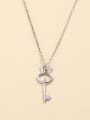 thumb 925 Sterling Silver Cubic Zirconia White Key Minimalist Link Necklace 0