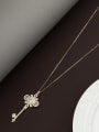 thumb Brass Cubic Zirconia White Key Minimalist Long Strand Necklace 0