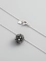 thumb 925 Sterling Silver Crystal Black Round Minimalist Necklace 1