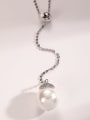 thumb Brass Imitation Pearl White Round Trend Long Strand Necklace 2
