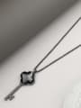 thumb Brass Cubic Zirconia White Key Minimalist Long Strand Necklace 2