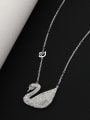 thumb Brass Rhinestone White Swan Minimalist Long Strand Necklace 2