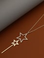 thumb Brass Rhinestone White Star Minimalist Long Strand Necklace 0