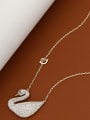 thumb Brass Rhinestone White Swan Minimalist Long Strand Necklace 3