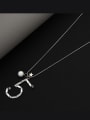 thumb Brass Cubic Zirconia White Number Minimalist Long Strand Necklace 0