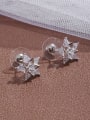 thumb Brass  Cubic Zirconia simple five pointed star Earrings 0