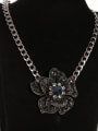 thumb Brass Cubic Zirconia White Flower Trend Long Strand Necklace 2