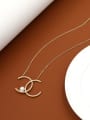 thumb Brass Imitation Pearl White Letter Minimalist Long Strand Necklace 0