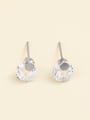 thumb 925 Sterling Silver Crystal White Round Minimalist Stud Earring 0