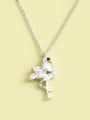 thumb 925 Sterling Silver Cubic Zirconia White Bird Minimalist Long Strand Necklace 1