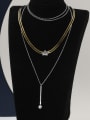 thumb Brass Cubic Zirconia White Crown Minimalist Multi Strand Necklace 0