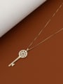 thumb Brass Rhinestone White Key Minimalist Long Strand Necklace 1