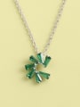 thumb 925 Sterling Silver Cubic Zirconia Green Geometric Minimalist Long Strand Necklace 1