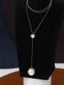 thumb Brass Imitation Pearl White Round Minimalist Long Strand Necklace 0
