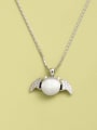 thumb 925 Sterling Silver Cats Eye White Animal Minimalist Long Strand Necklace 1