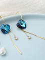 thumb Brass Cubic Zirconia Blue Heart Minimalist Drop Earring 1