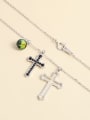 thumb 925 Sterling Silver Crystal Multi Color Cross Minimalist Necklace 1
