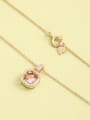 thumb 925 Sterling Silver Cubic Zirconia Pink Square Minimalist Necklace 1