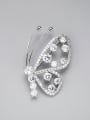 thumb Brass Cubic Zirconia White Butterfly Minimalist Pins & Brooches 0