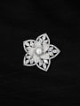 thumb Brass Cubic Zirconia White Leaf Classic Brooch 0