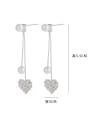 thumb Brass Cubic Zirconia Simple heart-shaped  long earrings 2