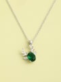 thumb 925 Sterling Silver Cubic Zirconia Green Deer Minimalist Long Strand Necklace 1