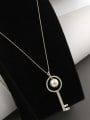 thumb Brass Imitation Pearl White Key Minimalist Long Strand Necklace 1