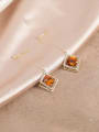 thumb Brass Cubic Zirconia Orange Geometric Minimalist Drop Earring 1