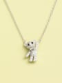thumb 925 Sterling Silver Cubic Zirconia Pink Bear Minimalist Necklace 1