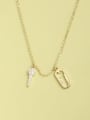 thumb 925 Sterling Silver Cubic Zirconia White Key Minimalist Long Strand Necklace 0