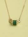 thumb 925 Sterling Silver Cubic Zirconia Green Geometric Minimalist Long Strand Necklace 0
