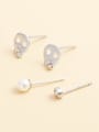 thumb 925 Sterling Silver Imitation Pearl White Skull Statement Stud Earring 1