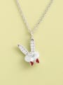 thumb 925 Sterling Silver Cubic Zirconia White Rabbit Minimalist Long Strand Necklace 1