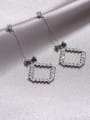 thumb Brass  Cubic Zirconia  fashion Square Pendant  long earrings 1
