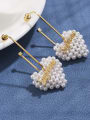 thumb Brass  Imitation Pearl  Metal   heart-shaped long earrings 0