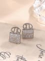 thumb 925 Sterling Silver Cubic Zirconia White Classic Stud Earring 0
