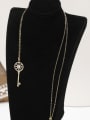 thumb Brass Cubic Zirconia White Key Minimalist Long Strand Necklace 3