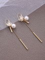 thumb Brass  Imitation Pear   Simplicity Flower   long Tassel Earrings 0